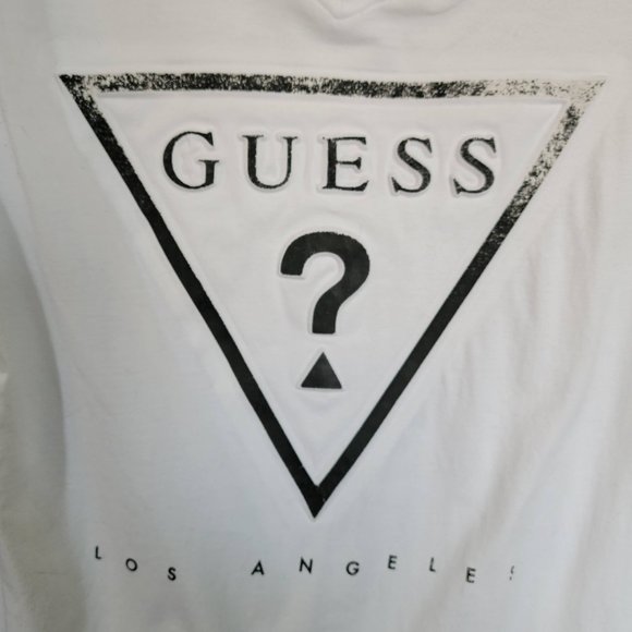 Guess Los Angeles Embossed Distressed Logo Tee Men's Size Medium - Picture 9 of 14